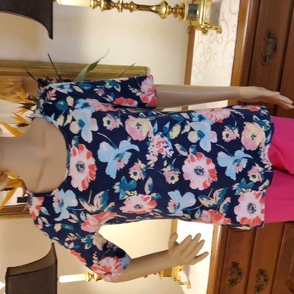 Time and Tru Colorful Floral Tee